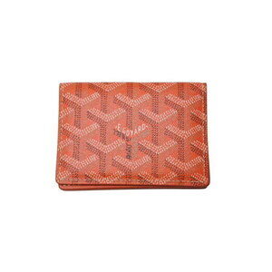 GOYARD Malesherbes Card Wallet Holder Orange Leather